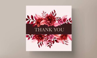 Zarif kırmızı kestane rengi düğün davetiyesi şablonu