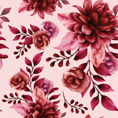 Çiçeksiz desenli, kestane rengi çiçekli ve yapraklı.