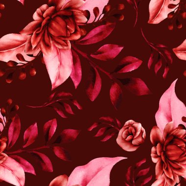 Çiçeksiz desenli, kestane rengi çiçekli ve yapraklı.