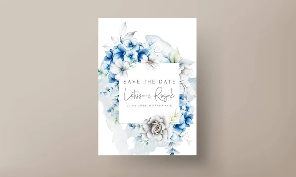 Elegant Wedding Invitation Card Beautiful Floral Wreath — Stock Vector