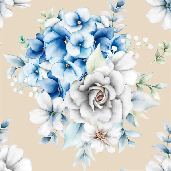 Elegante Blume Nahtlose Muster Mit Schönen Floralen Kranz — Stockvektor