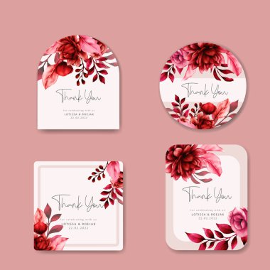 Güzel kestane çiçekleri ve yaprakları olan çiçek etiketi koleksiyonu.