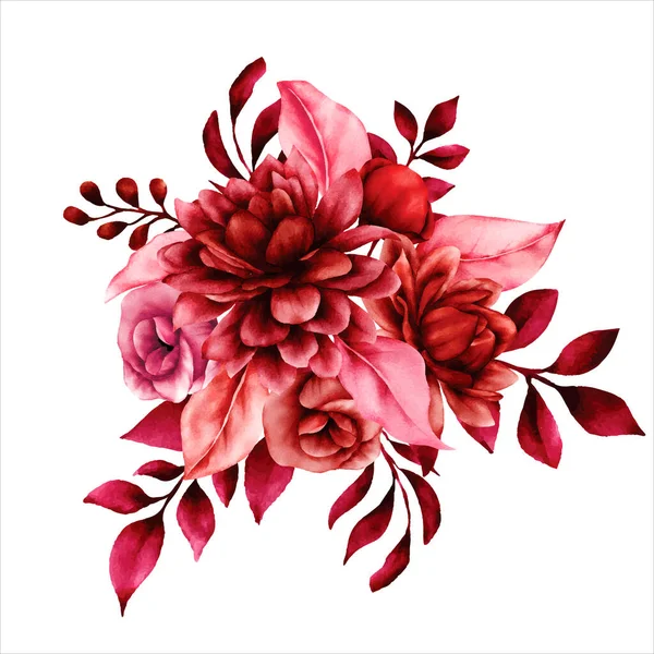 Schöne Kastanienbraune Blume Und Blätter Bouquet — Stockvektor