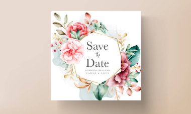 El yapımı suluboya çiçek düğün davetiyesi