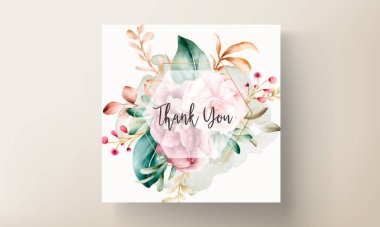 El yapımı suluboya çiçek düğün davetiyesi