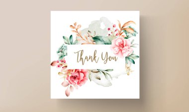 El yapımı suluboya çiçek düğün davetiyesi