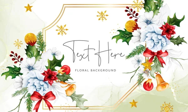 Hermoso Fondo Floral Adorno Navidad — Vector de stock