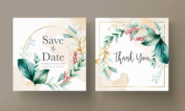 Çiçeksel nişan davetiye şablonu ve suluboya