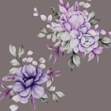 El çizimi çiçek buketi