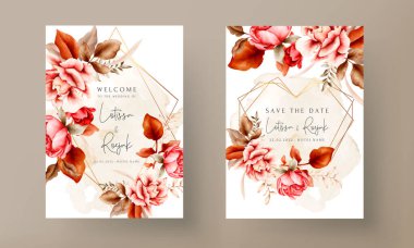 Zarif suluboya güllerle düğün davetiyesi şablonu