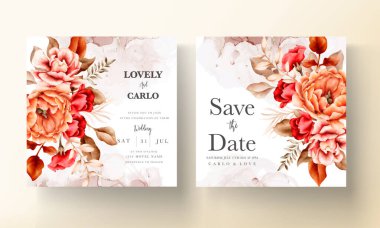 Zarif suluboya güllerle düğün davetiyesi şablonu