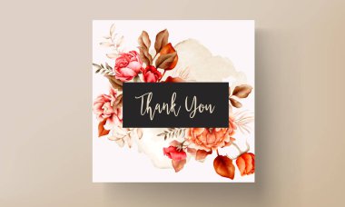 Zarif suluboya güllerle düğün davetiyesi şablonu