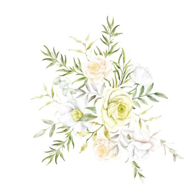 Güzel çiçek açan suluboya buketi