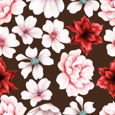 Kahverengi ve kırmızı çiçekli boho çiçekleri. 