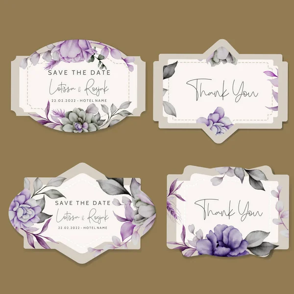 purple and grey flower watercolor label collection