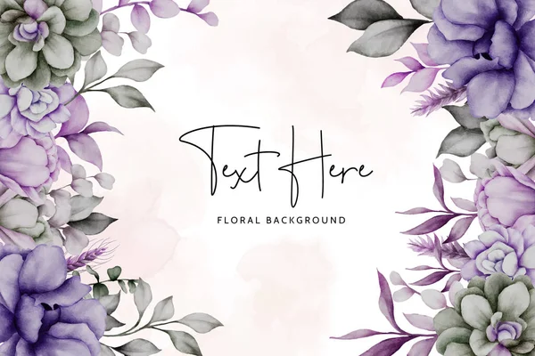 エレガントな紫と灰色の花のフレームの背景テンプレート — ストックベクタ