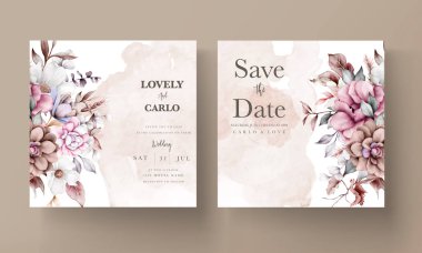 Çok güzel çiçekli düğün davetiyeleri.