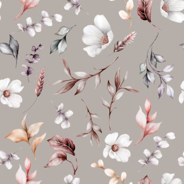 Güzel suluboya çiçek desenli, eski moda bir his.