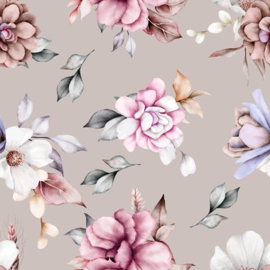 Güzel suluboya çiçek desenli, eski moda bir his.