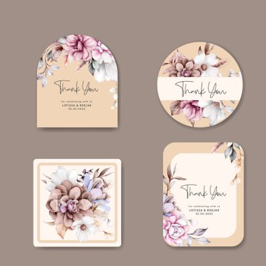 Çiçek çerçeveli güzel klasik etiket koleksiyonu