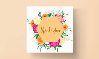 Renkli çiçeklerle düğün davetiyesi