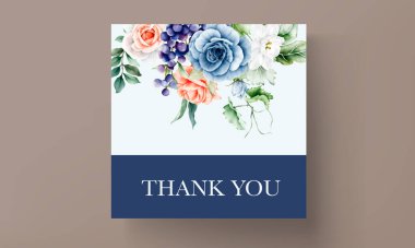 Zarif üzümler suluboya ve güller düğün davetiyesi