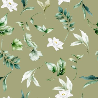 Zarif üzümler suluboya ve güller dikişsiz desen