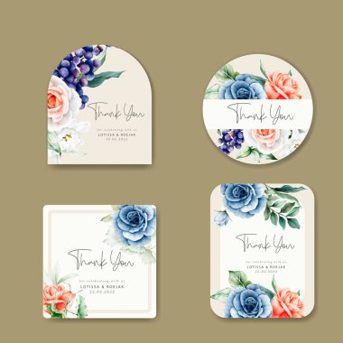 güzel çiçek ve üzüm etiketi koleksiyonu şablonu