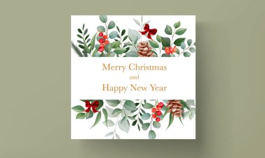 Güzel yapraklı güzel bir Noel kartı koleksiyonu.