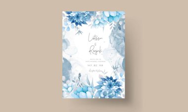 Beautiful wedding invitation card with soft blue floral