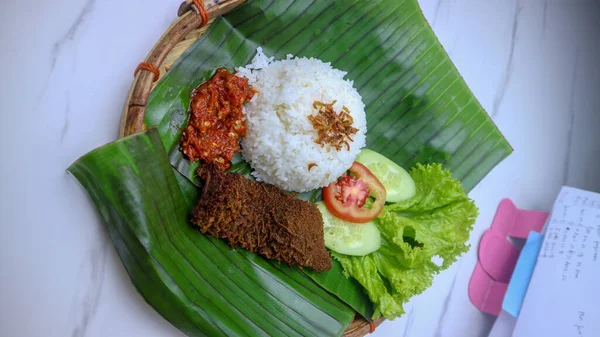 Tripe Food Banana Leaf Classic Traditional Theme — Stock Photo, Image