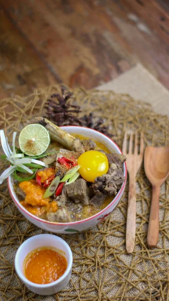 Een Typisch Sulawesi Eten Genaamd Pallu Basa Die Gefotografeerd Met — Stockfoto