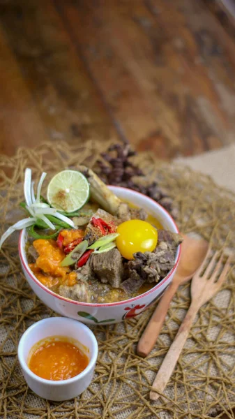 Typowe Sulawesi Żywności Nazwie Pallu Basa Który Jest Fotografowany Indonezyjskiego — Zdjęcie stockowe