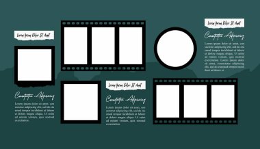 Resim ya da fotoğraf çerçeveli kolaj. çizgi roman sayfası ızgara düzeni soyut fotoğraf çerçeveleri ve dijital fotoğraf duvarı şablonu