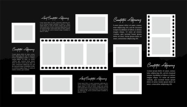 Resim veya fotoğraf çerçevesi kolaj düzeni soyut fotoğraf çerçeveleri ve dijital fotoğraf duvarı şablonu