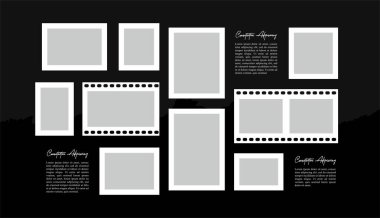 Resim veya fotoğraf çerçevesi kolaj düzeni soyut fotoğraf çerçeveleri ve dijital fotoğraf duvarı şablonu