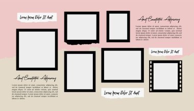 Resim veya fotoğraf çerçevesi kolaj düzeni soyut fotoğraf çerçeveleri ve dijital fotoğraf duvarı şablonu