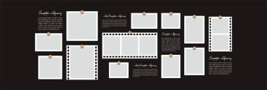 Resimler veya fotoğraflar çerçeve kolajı, sayfa ızgarası soyut fotoğraf çerçeveleri ve dijital fotoğraf duvarı şablonu