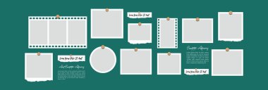 Resimler veya fotoğraflar çerçeve kolajı, sayfa ızgarası soyut fotoğraf çerçeveleri ve dijital fotoğraf duvarı şablonu