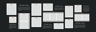 Resimler veya fotoğraflar çerçeve kolajı, sayfa ızgarası soyut fotoğraf çerçeveleri ve dijital fotoğraf duvarı şablonu