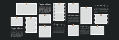 Resimler veya fotoğraflar çerçeve kolajı, sayfa ızgarası soyut fotoğraf çerçeveleri ve dijital fotoğraf duvarı şablonu