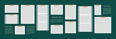 Resimler veya fotoğraflar çerçeve kolajı, sayfa ızgarası soyut fotoğraf çerçeveleri ve dijital fotoğraf duvarı şablonu