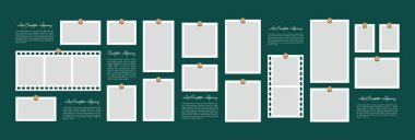 Resimler veya fotoğraflar çerçeve kolajı, sayfa ızgarası soyut fotoğraf çerçeveleri ve dijital fotoğraf duvarı şablonu