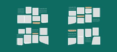 Resim ya da fotoğraf çerçeveli kolaj. çizgi roman sayfası ızgara düzeni soyut fotoğraf çerçeveleri ve dijital fotoğraf duvarı şablonu