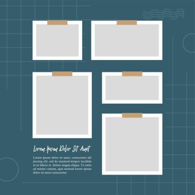 Resim veya fotoğraf çerçevesi kolaj düzeni soyut fotoğraf çerçeveleri ve dijital fotoğraf duvarı şablonu
