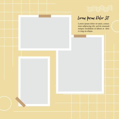 Resim veya fotoğraf çerçevesi kolaj düzeni soyut fotoğraf çerçeveleri ve dijital fotoğraf duvarı şablonu