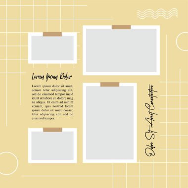 Resim veya fotoğraf çerçevesi kolaj düzeni soyut fotoğraf çerçeveleri ve dijital fotoğraf duvarı şablonu