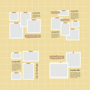 Resim ya da fotoğraf çerçeveli kolaj. çizgi roman sayfası ızgara düzeni soyut fotoğraf çerçeveleri ve dijital fotoğraf duvarı şablonu