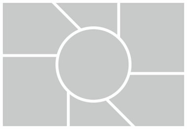 Resim ya da fotoğraf çerçeveli kolaj. çizgi roman sayfası ızgara düzeni soyut fotoğraf çerçeveleri ve dijital fotoğraf duvarı şablonu