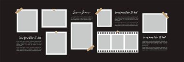 Resim ya da fotoğraf çerçeveli kolaj. çizgi roman sayfası ızgara düzeni soyut fotoğraf çerçeveleri ve dijital fotoğraf duvarı şablonu